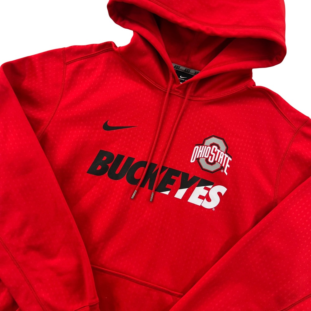 Nike Ohio State Buckeyes Hoodie Men L Red Therma-Fit Pullover Sweatshirt Gameday